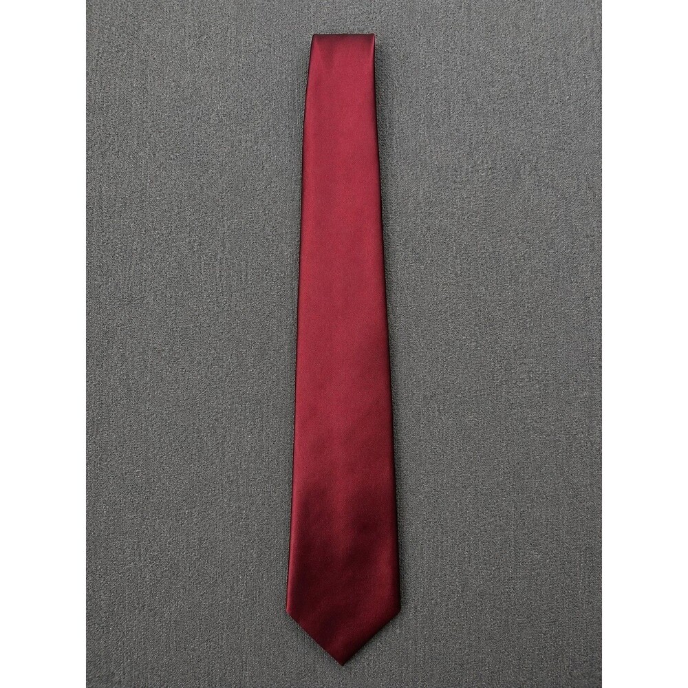 Donald J. Trump Men's Signature Collection Burgundy/Gold Satin Tie, Logo Accent